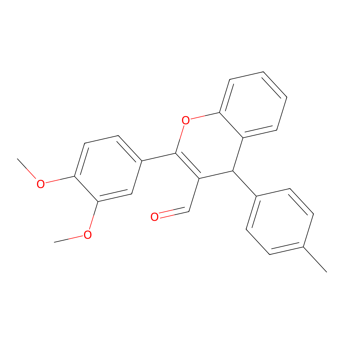 2-(3,4-dimethoxyphenyl)-4-(4-methylphenyl)-4H-chromene-3-carbaldehyde molecular structure, CAS 342378-48-7