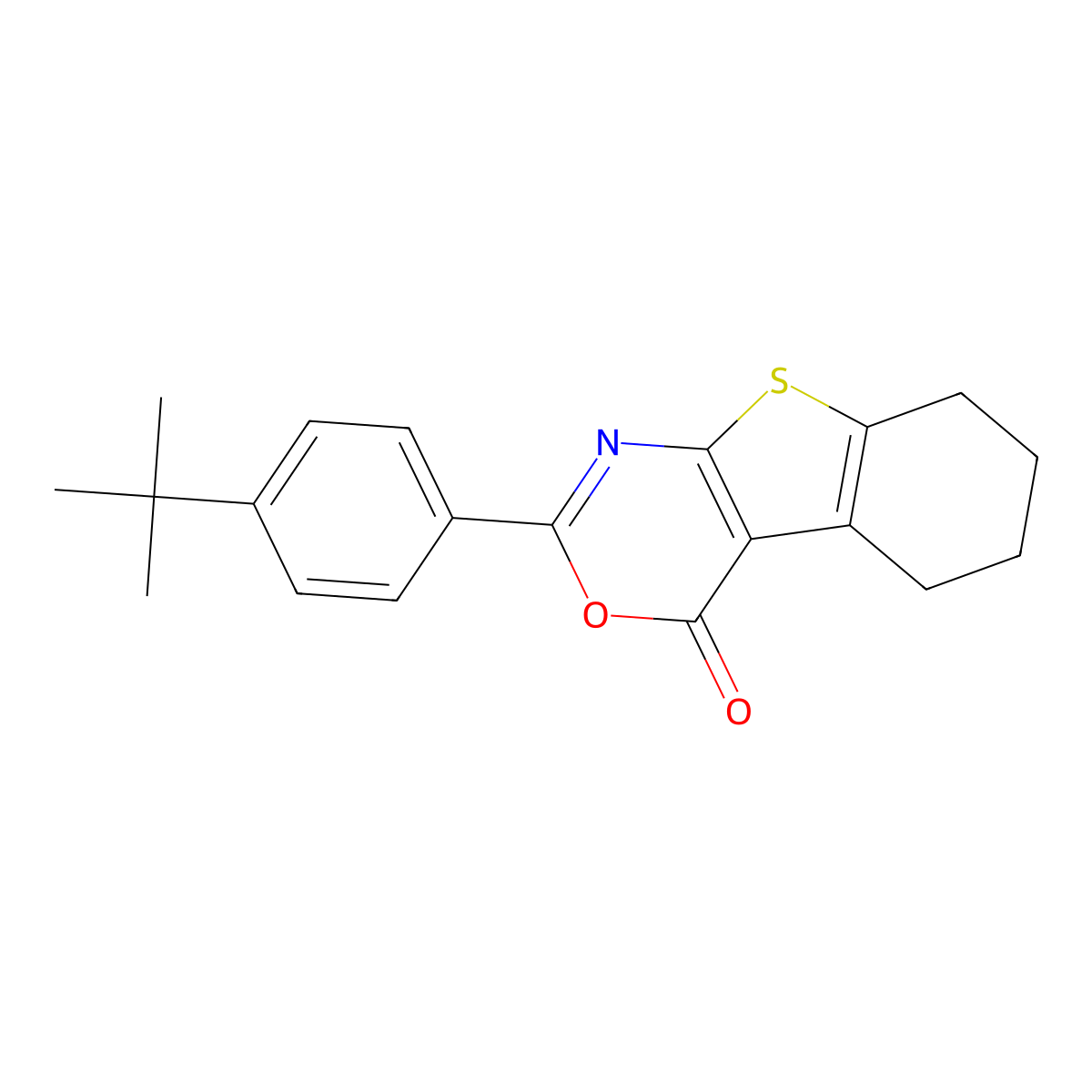 2-(4-Tert-butylphenyl)-5,6,7,8-tetrahydro-[1]benzothiolo[2,3-d][1,3]oxazin-4-one molecular structure, CAS 342378-64-7