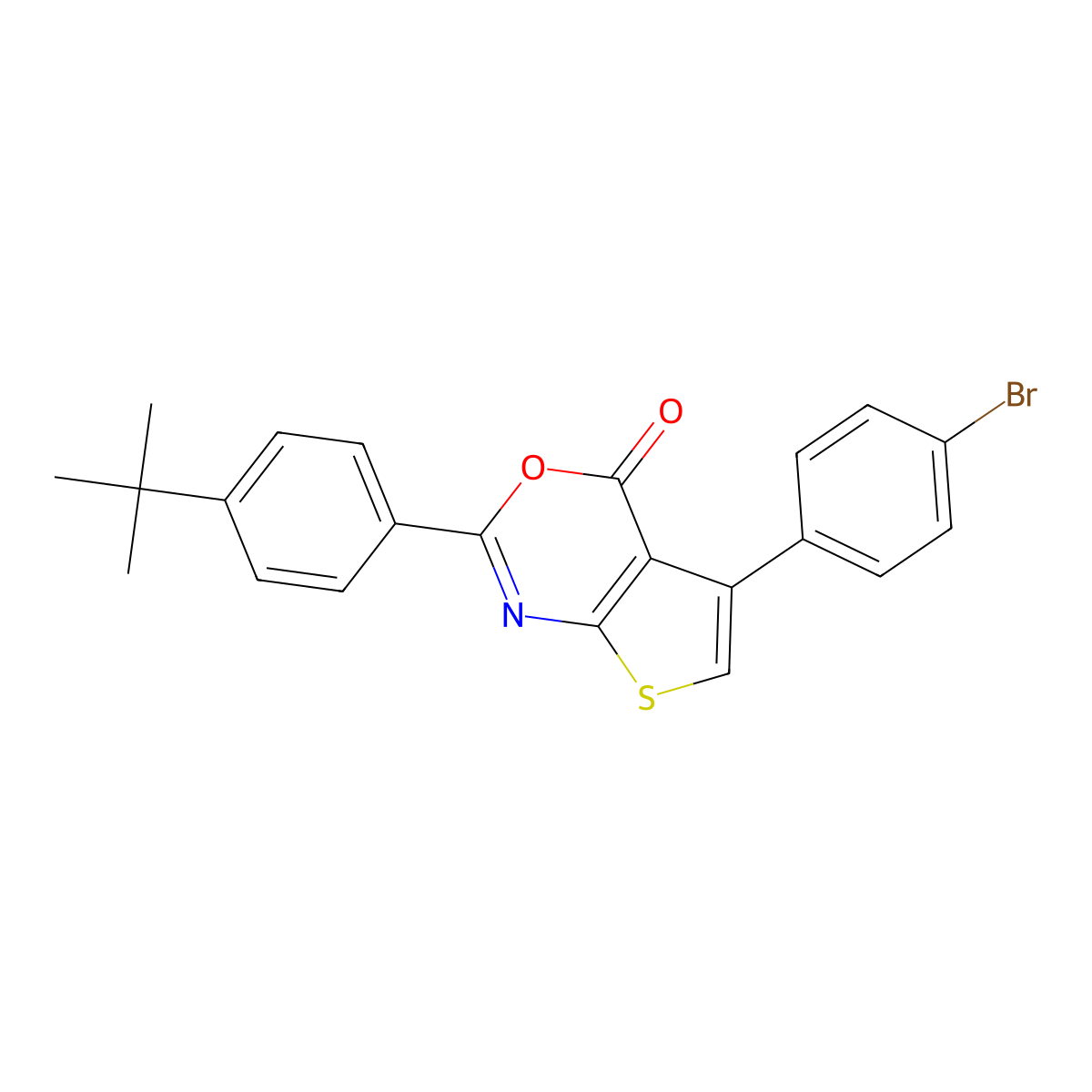 5-(4-Bromophenyl)-2-(4-tert-butylphenyl)thieno[2,3-d][1,3]oxazin-4-one molecular structure, CAS 342378-65-8