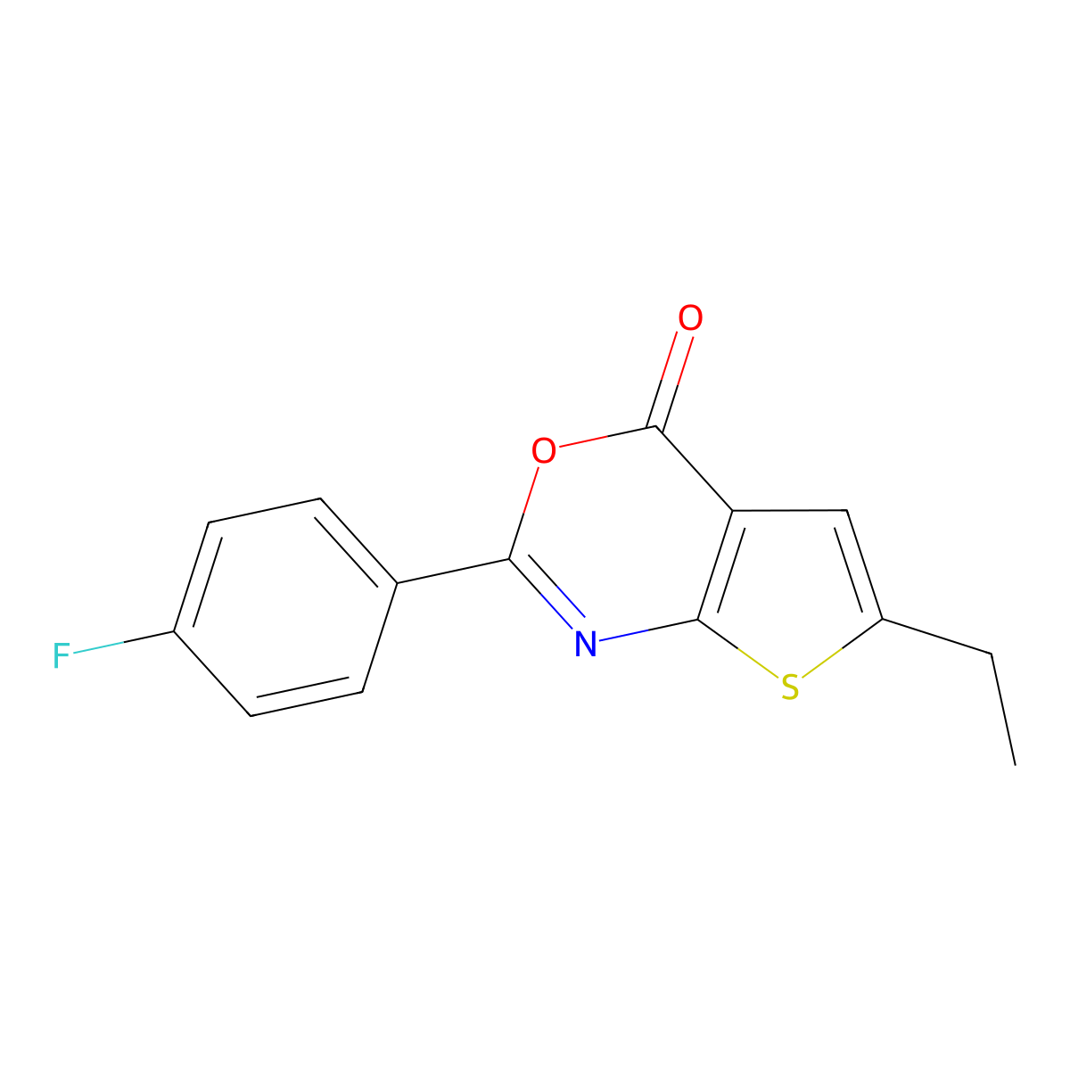 6-Ethyl-2-(4-fluorophenyl)thieno[2,3-d][1,3]oxazin-4-one molecular structure, CAS 342378-73-8