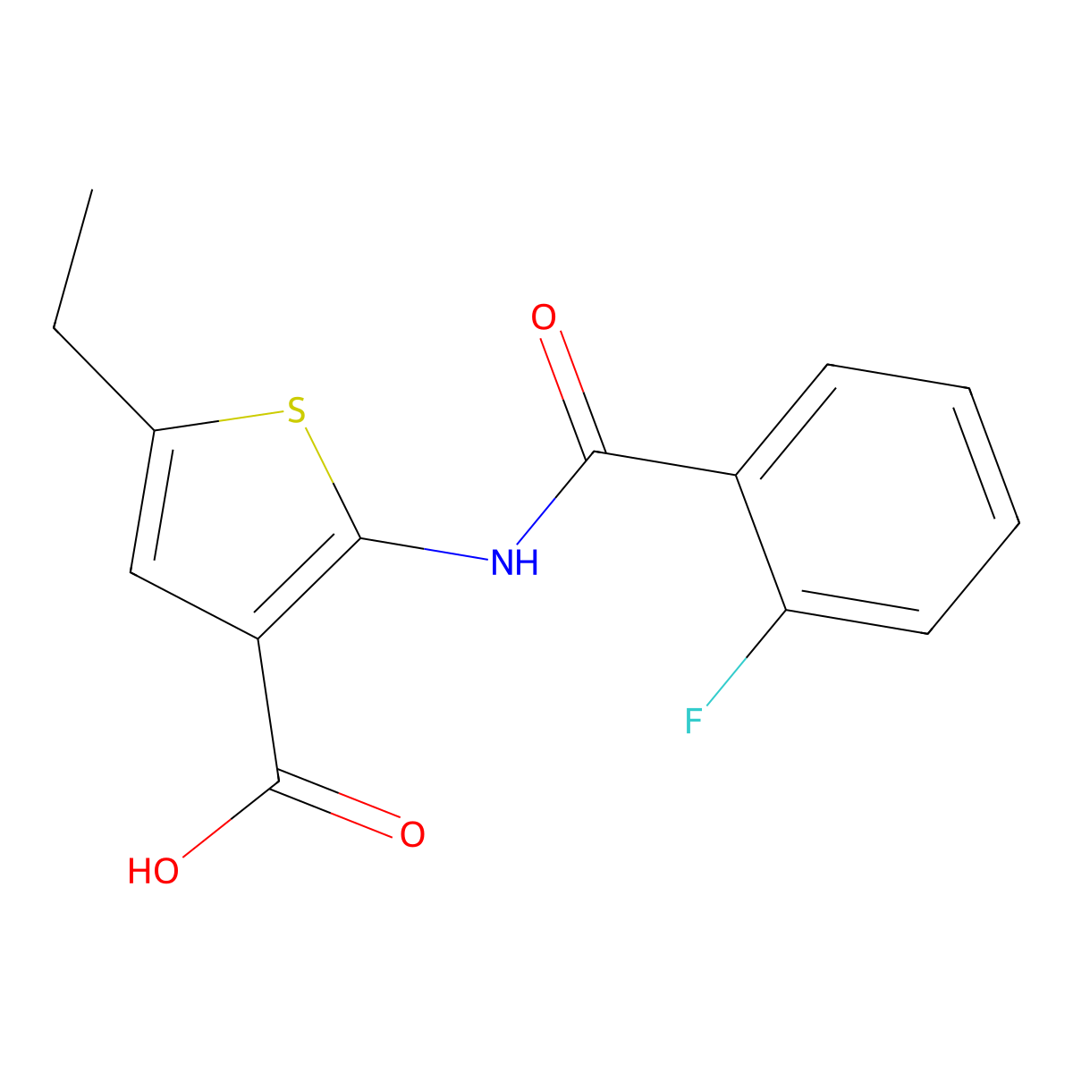 5-Ethyl-2-(2-fluorobenzamido)thiophene-3-carboxylic acid molecular structure, CAS 342378-74-9