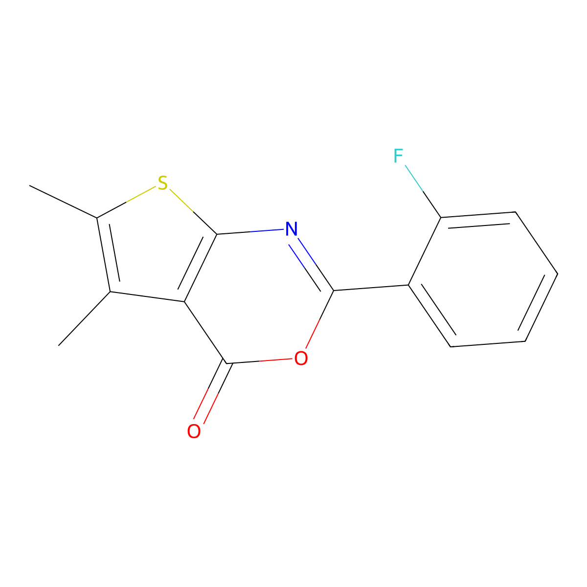 2-(2-Fluorophenyl)-5,6-dimethylthieno[2,3-d][1,3]oxazin-4-one molecular structure, CAS 342378-77-2