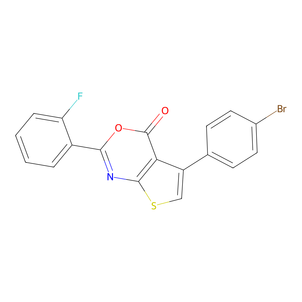 5-(4-Bromophenyl)-2-(2-fluorophenyl)thieno[2,3-d][1,3]oxazin-4-one molecular structure, CAS 342378-78-3