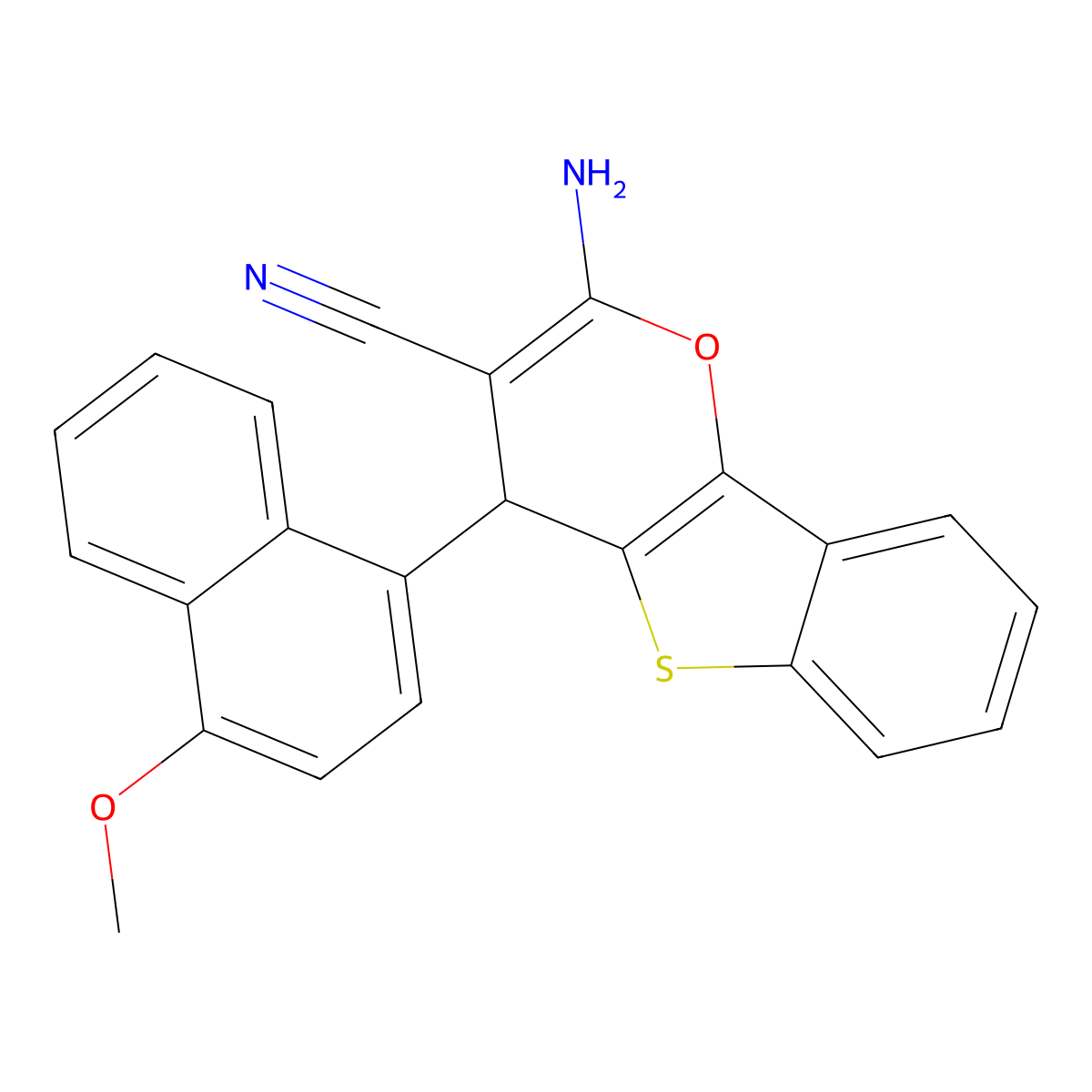 2-amino-4-(4-methoxynaphthalen-1-yl)-4H-[1]benzothieno[3,2-b]pyran-3-carbonitrile molecular structure, CAS 342379-08-2