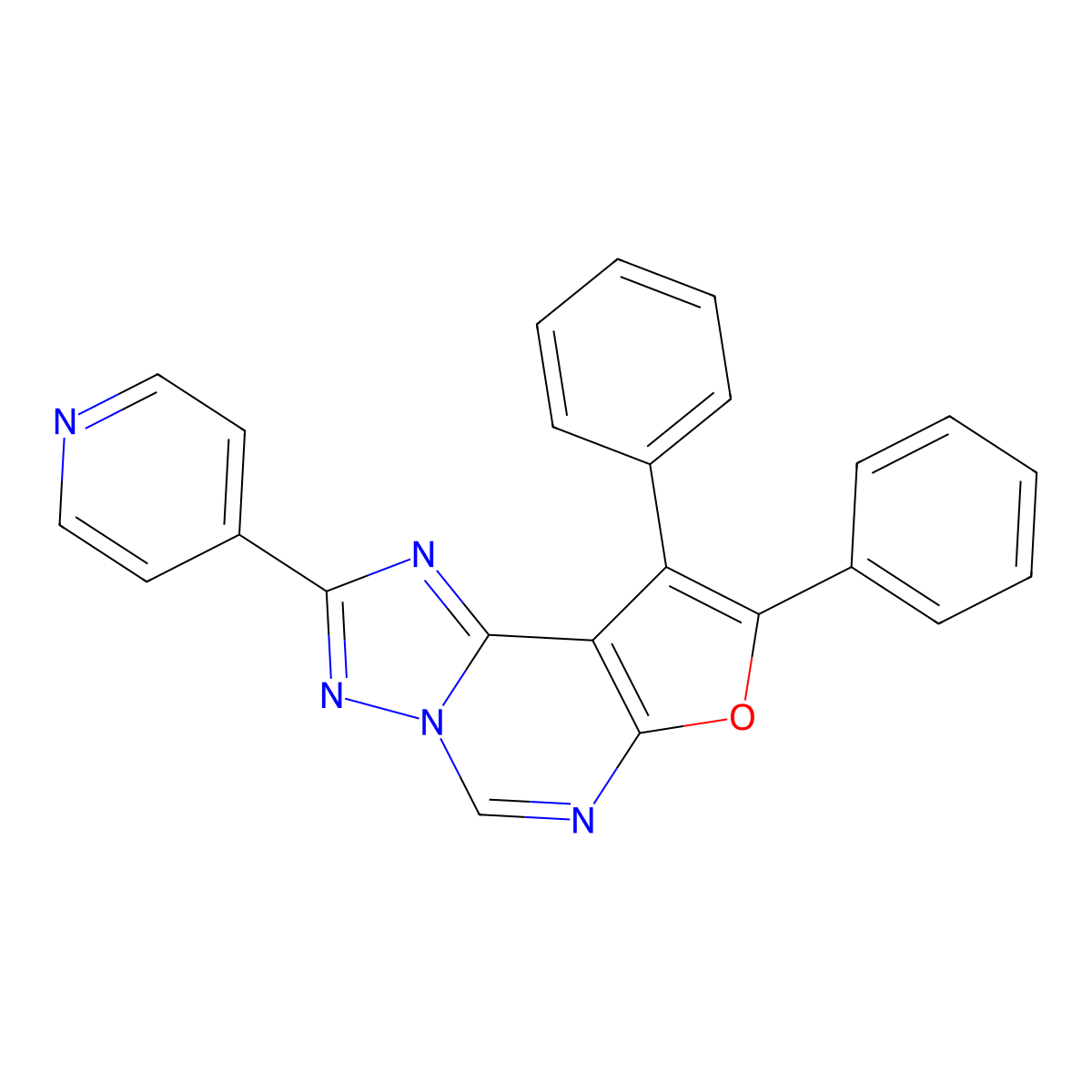 8,9-Diphenyl-2-(pyridin-4-yl)furo[3,2-e][1,2,4]triazolo[1,5-c]pyrimidine molecular structure, CAS 342379-95-7