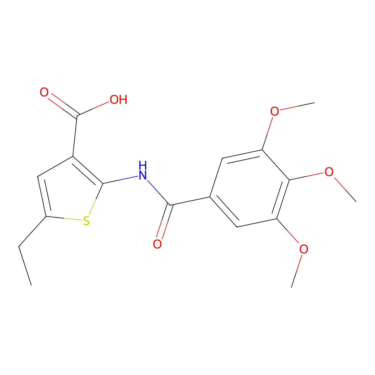5-Ethyl-2-(3,4,5-trimethoxybenzamido)thiophene-3-carboxylic acid molecular structure, CAS 342381-71-9