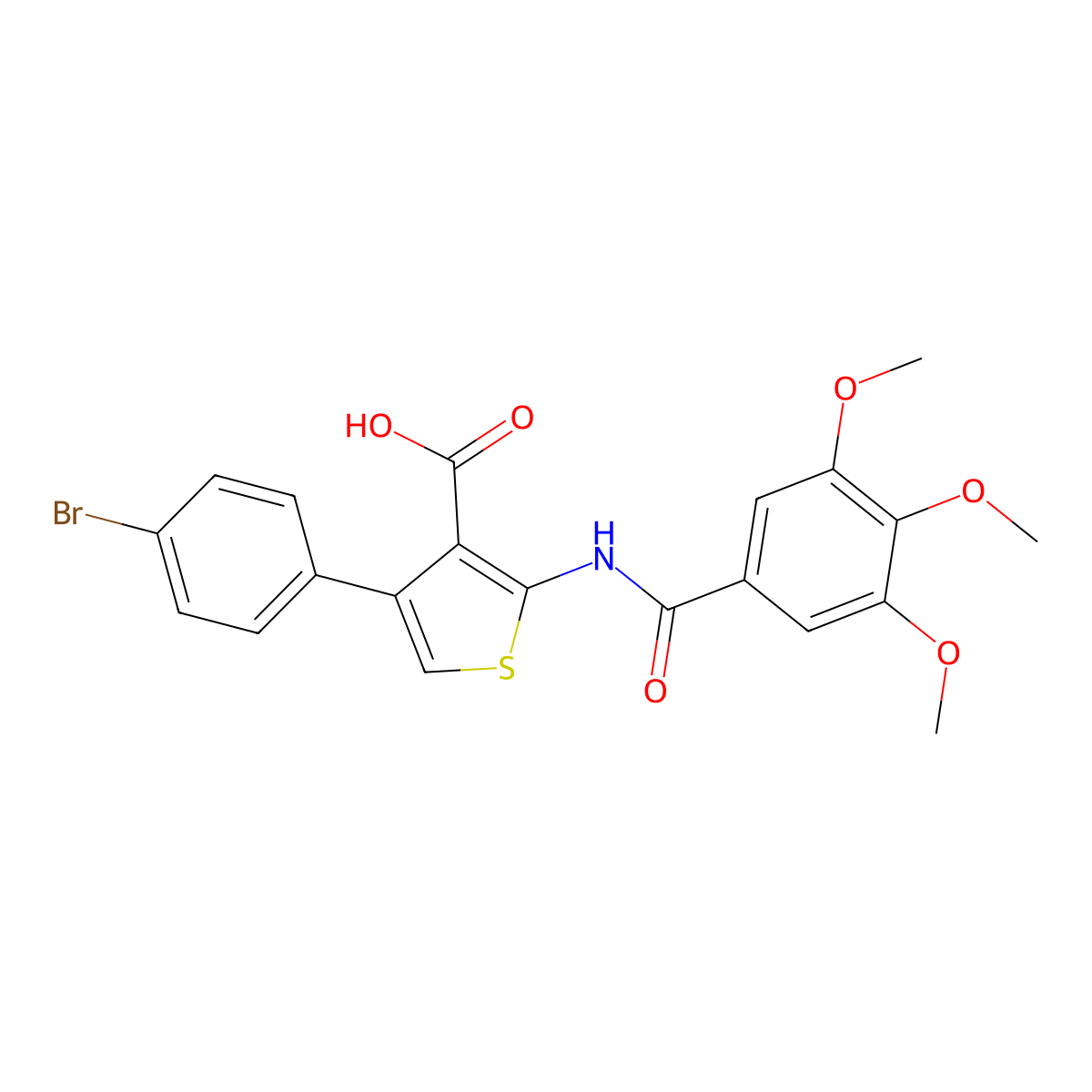 4-(4-bromophenyl)-2-[(3,4,5-trimethoxybenzoyl)amino]thiophene-3-carboxylic Acid molecular structure, CAS 342381-73-1