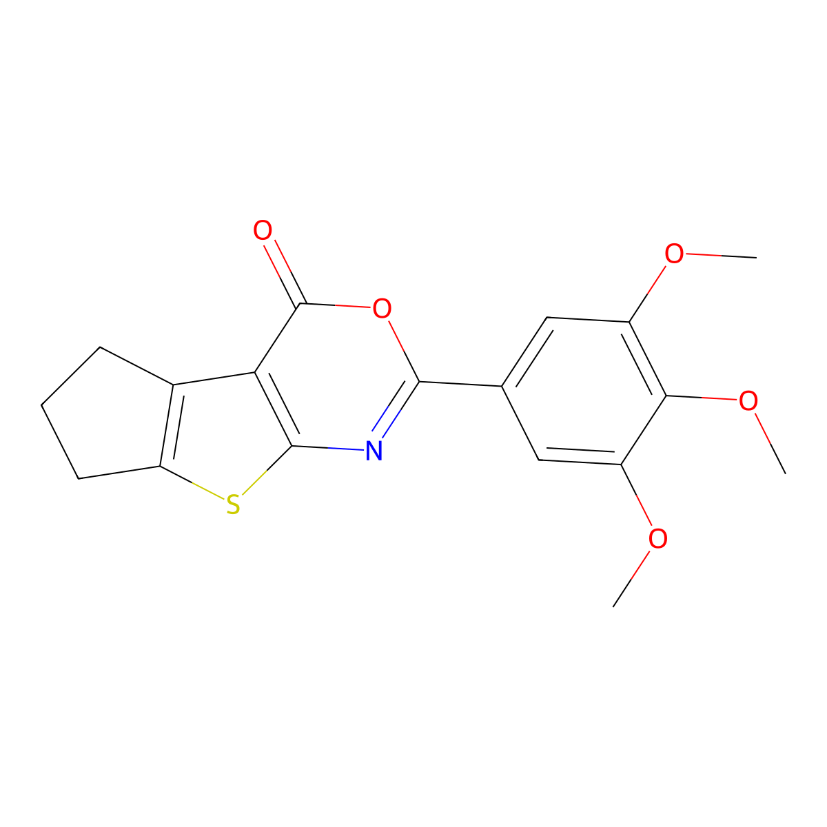 2-(3,4,5-trimethoxyphenyl)-6,7-dihydrocyclopenta[4,5]thieno[2,3-d][1,3]oxazin-4(5H)-one molecular structure, CAS 342381-89-9