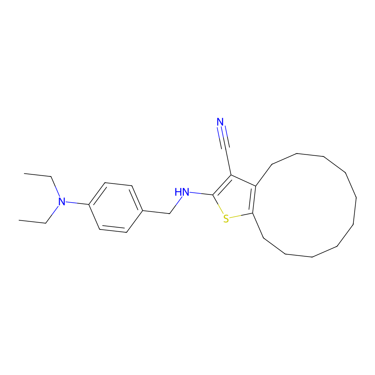 2-[[4-(Diethylamino)phenyl]methylamino]-4,5,6,7,8,9,10,11,12,13-decahydrocyclododeca[b]thiophene-3-carbonitrile molecular structure, CAS 342381-96-8