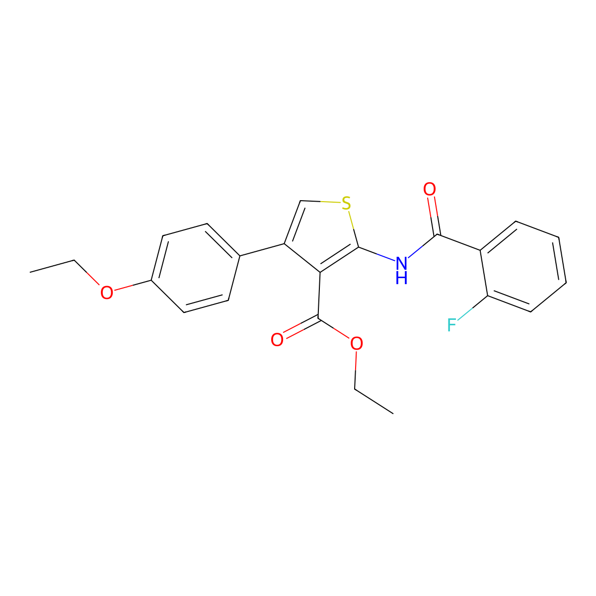 Ethyl 4-(4-ethoxyphenyl)-2-[(2-fluorobenzoyl)amino]thiophene-3-carboxylate molecular structure, CAS 342382-41-6