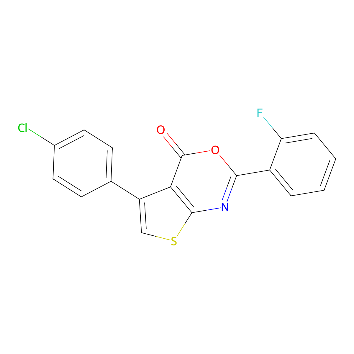 5-(4-chlorophenyl)-2-(2-fluorophenyl)-4H-thieno[2,3-d][1,3]oxazin-4-one molecular structure, CAS 342382-47-2
