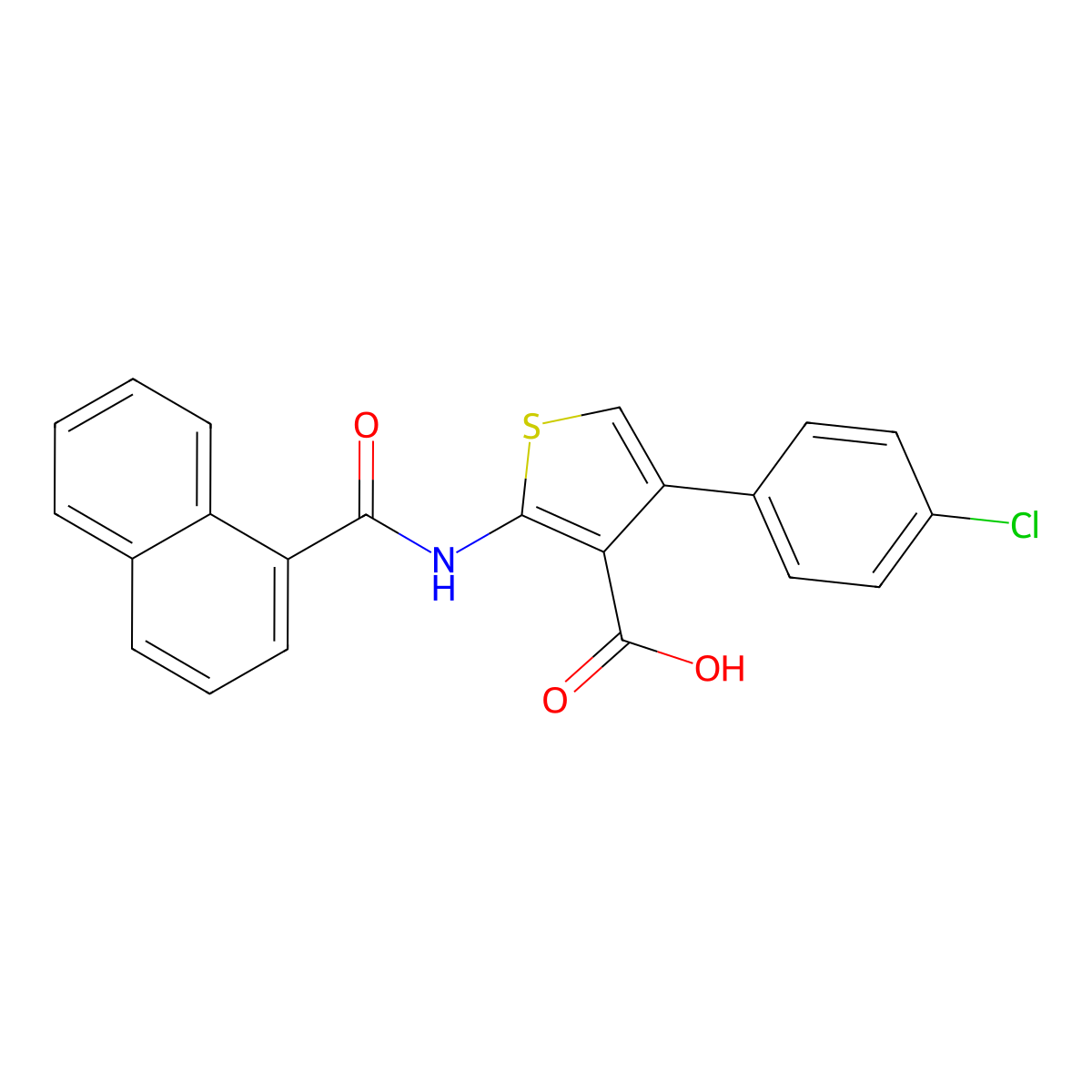 4-(4-Chlorophenyl)-2-(1-naphthoylamino)-3-thiophenecarboxylic acid molecular structure, CAS 342382-52-9