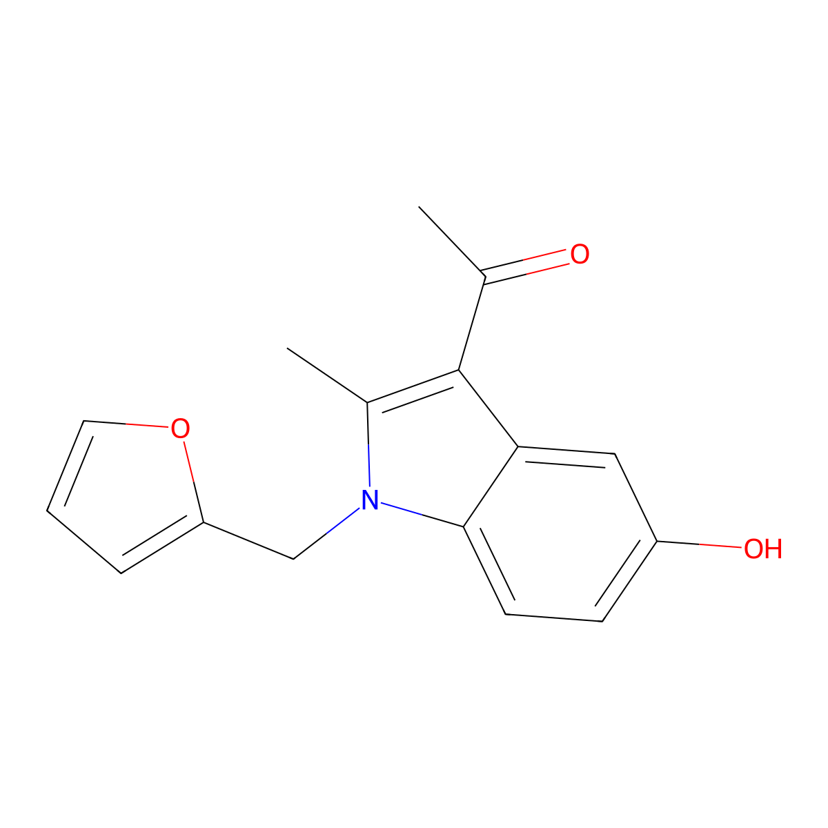 1-[1-(Furan-2-ylmethyl)-5-hydroxy-2-methylindol-3-yl]ethanone molecular structure, CAS 342382-57-4