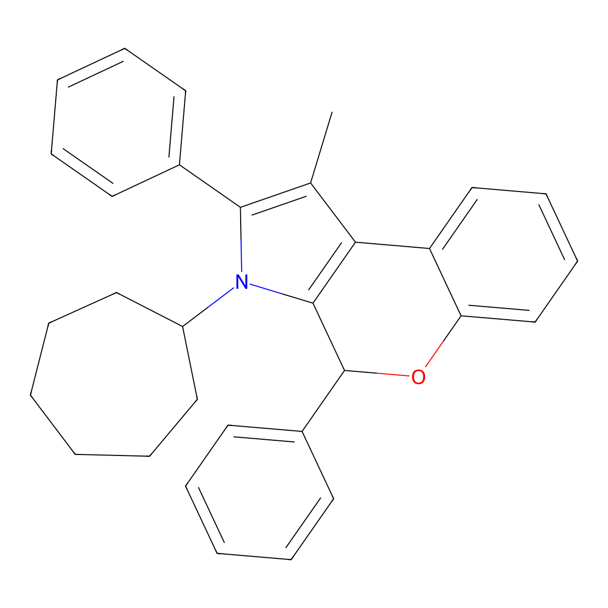 3-Cycloheptyl-1-methyl-2,4-diphenyl-3,4-dihydrochromeno[3,4-b]pyrrole molecular structure, CAS 342382-61-0
