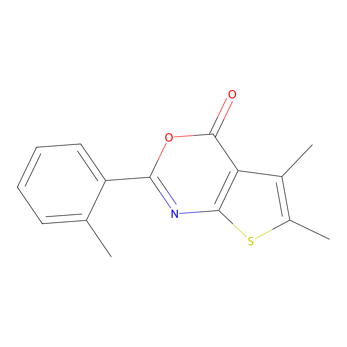 5,6-Dimethyl-2-(2-methylphenyl)thieno[2,3-d][1,3]oxazin-4-one molecular structure, CAS 342382-82-5