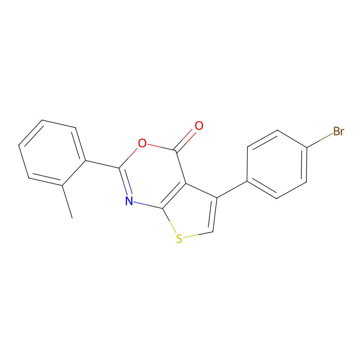 5-(4-bromophenyl)-2-(2-methylphenyl)-4H-thieno[2,3-d][1,3]oxazin-4-one molecular structure, CAS 342382-87-0