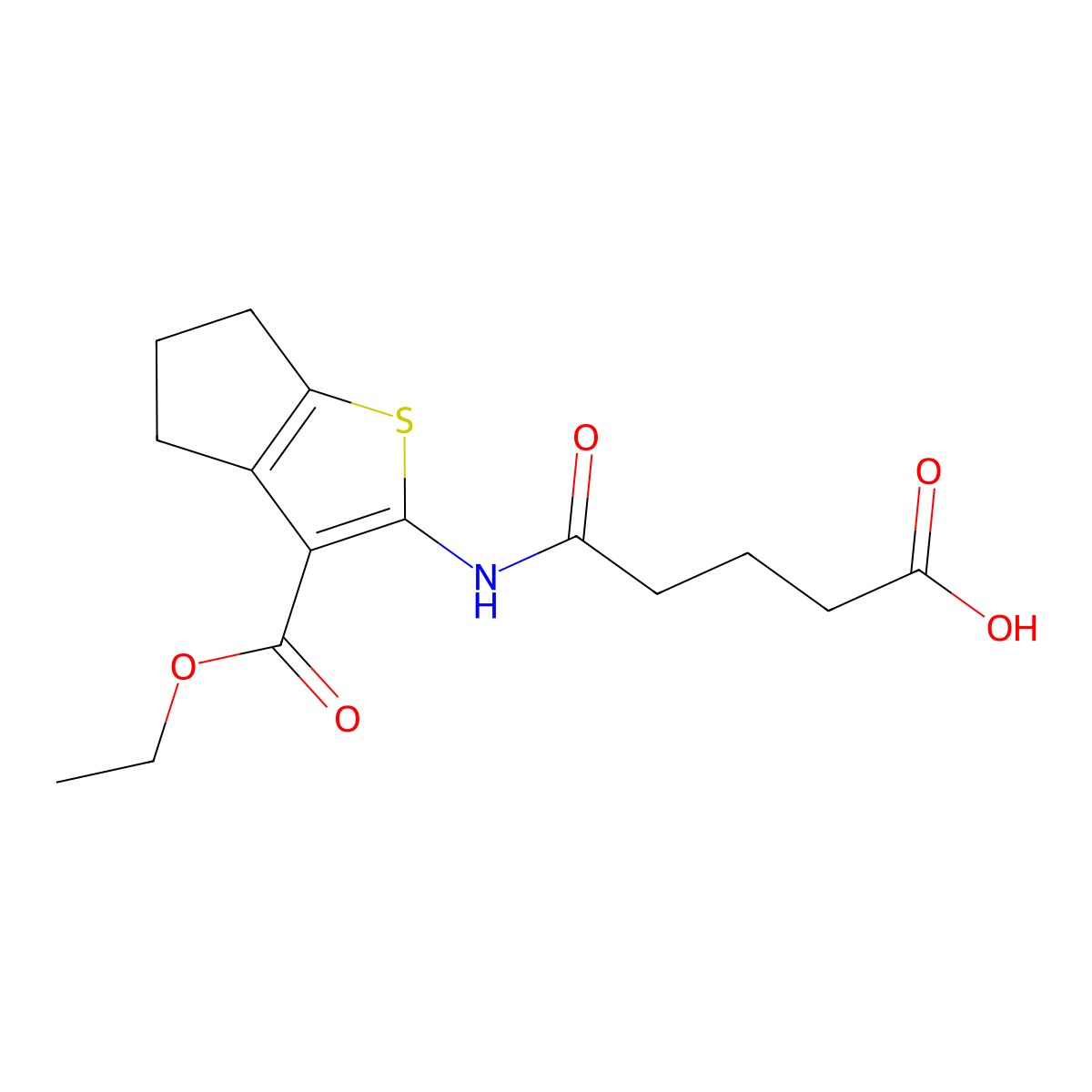 5-[(3-ethoxycarbonyl-5,6-dihydro-4H-cyclopenta[b]thiophen-2-yl)amino]-5-oxopentanoic acid molecular structure, CAS 342382-90-5