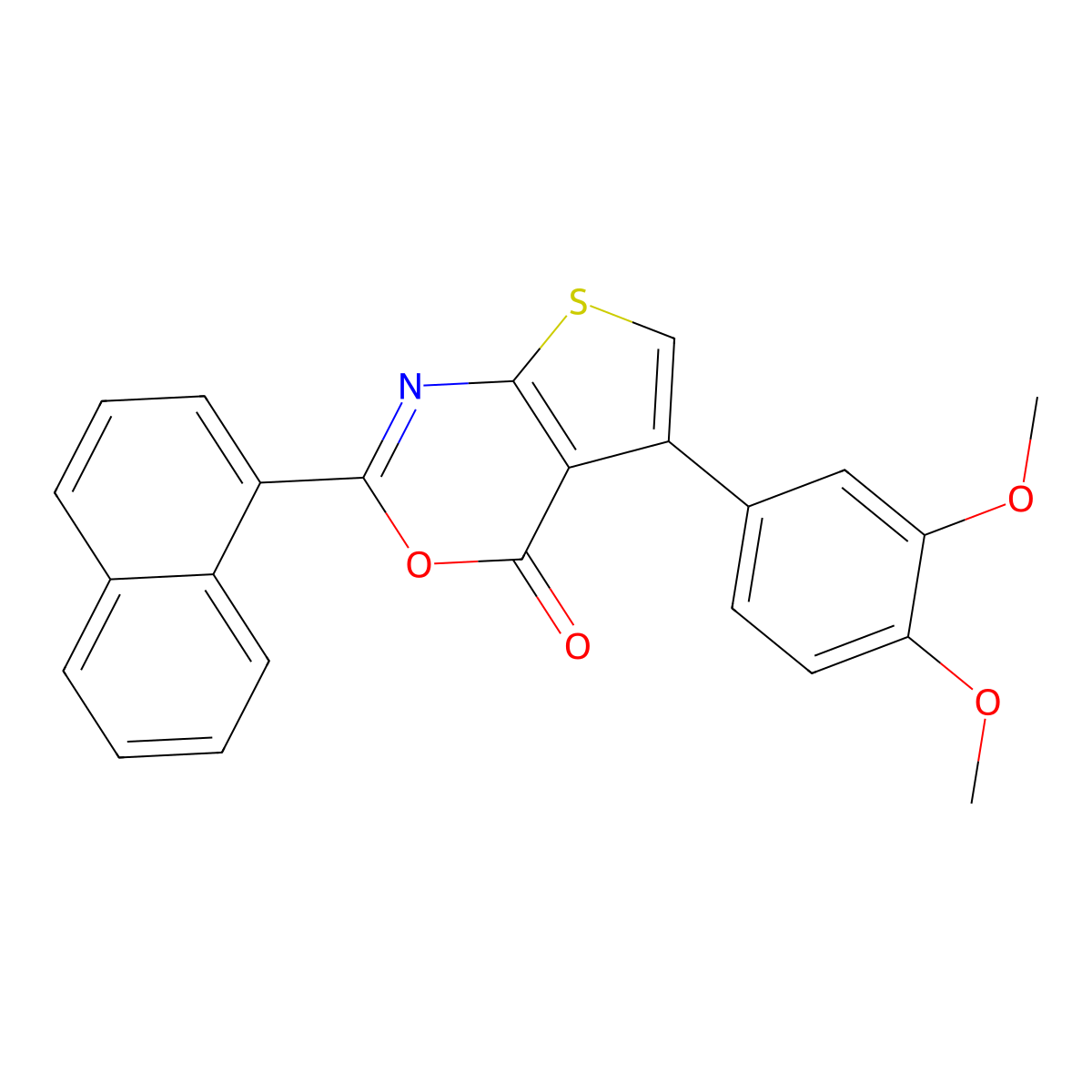5-(3,4-Dimethoxyphenyl)-2-naphthalen-1-ylthieno[2,3-d][1,3]oxazin-4-one molecular structure, CAS 342383-09-9