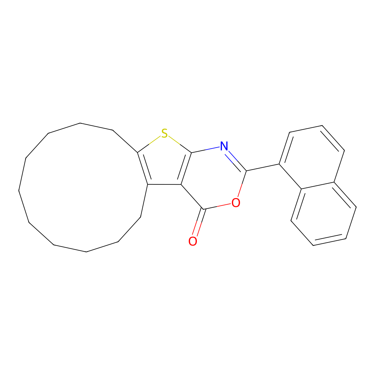 2-(1-naphthyl)-5,6,7,8,9,10,11,12,13,14-decahydro-4H-cyclododeca[4,5]thieno[2,3-d][1,3]oxazin-4-one molecular structure, CAS 342383-20-4