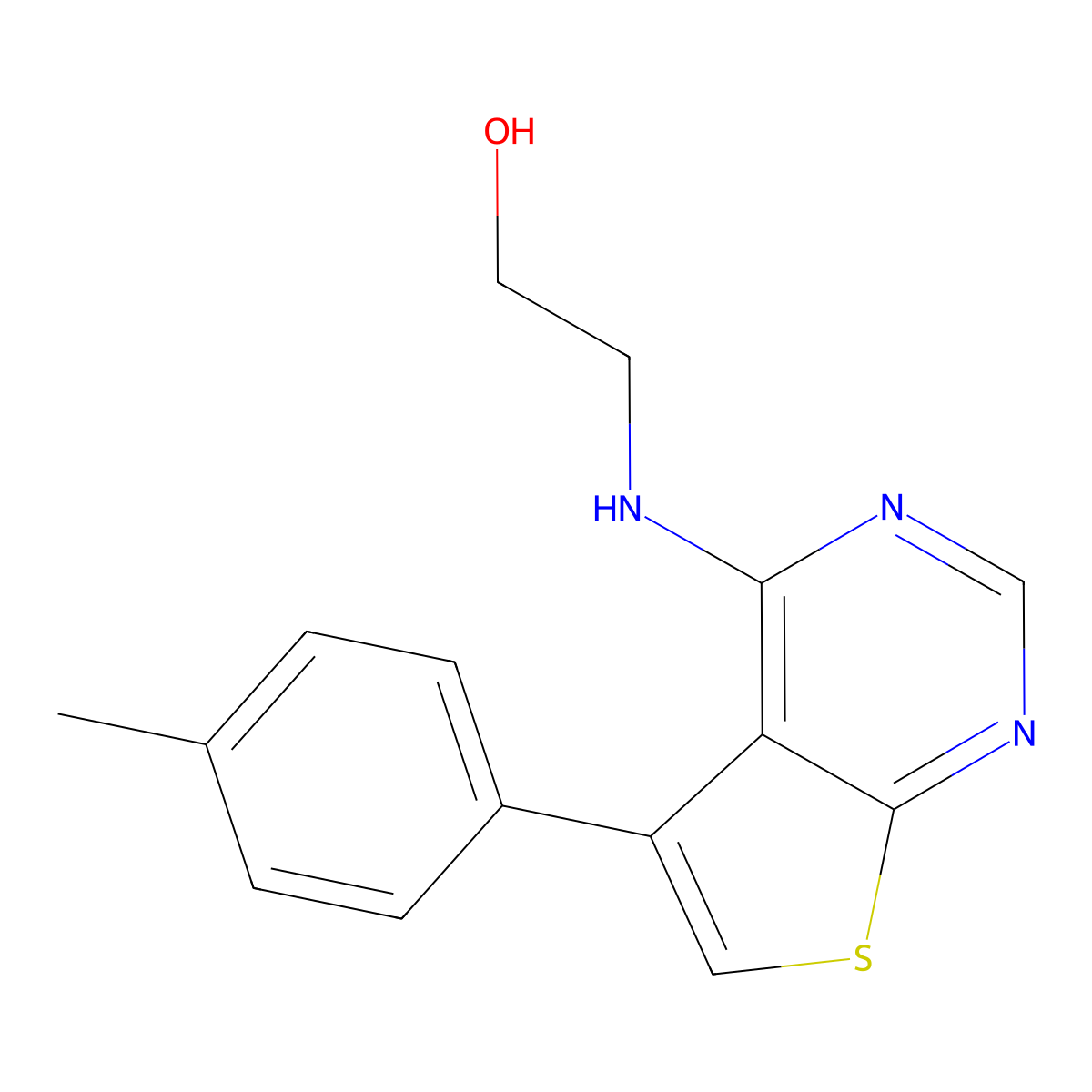 2-{[5-(4-Methylphenyl)thieno[2,3-d]pyrimidin-4-yl]amino}ethanol molecular structure, CAS 342383-22-6