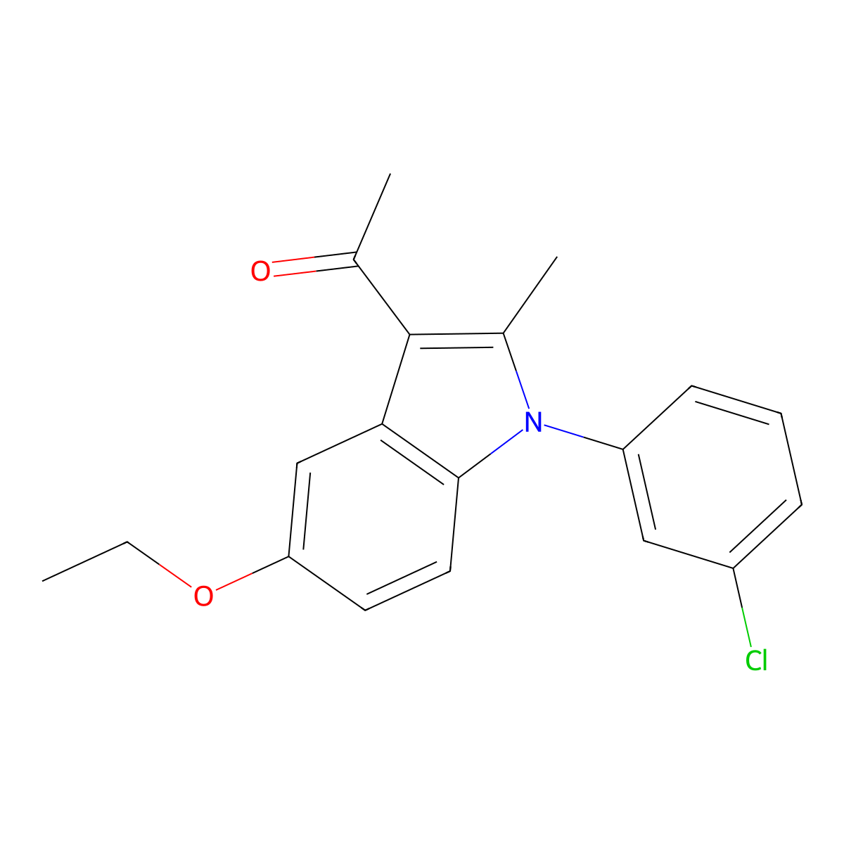 1-[1-(3-Chlorophenyl)-5-ethoxy-2-methylindol-3-yl]ethanone molecular structure, CAS 342383-29-3
