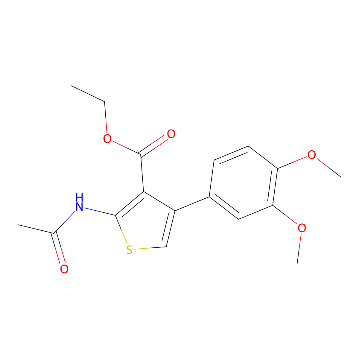 Ethyl 2-(acetylamino)-4-(3,4-dimethoxyphenyl)thiophene-3-carboxylate molecular structure, CAS 342383-40-8
