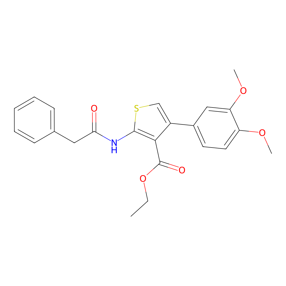 Ethyl 4-(3,4-dimethoxyphenyl)-2-[(2-phenylacetyl)amino]thiophene-3-carboxylate molecular structure, CAS 342383-47-5