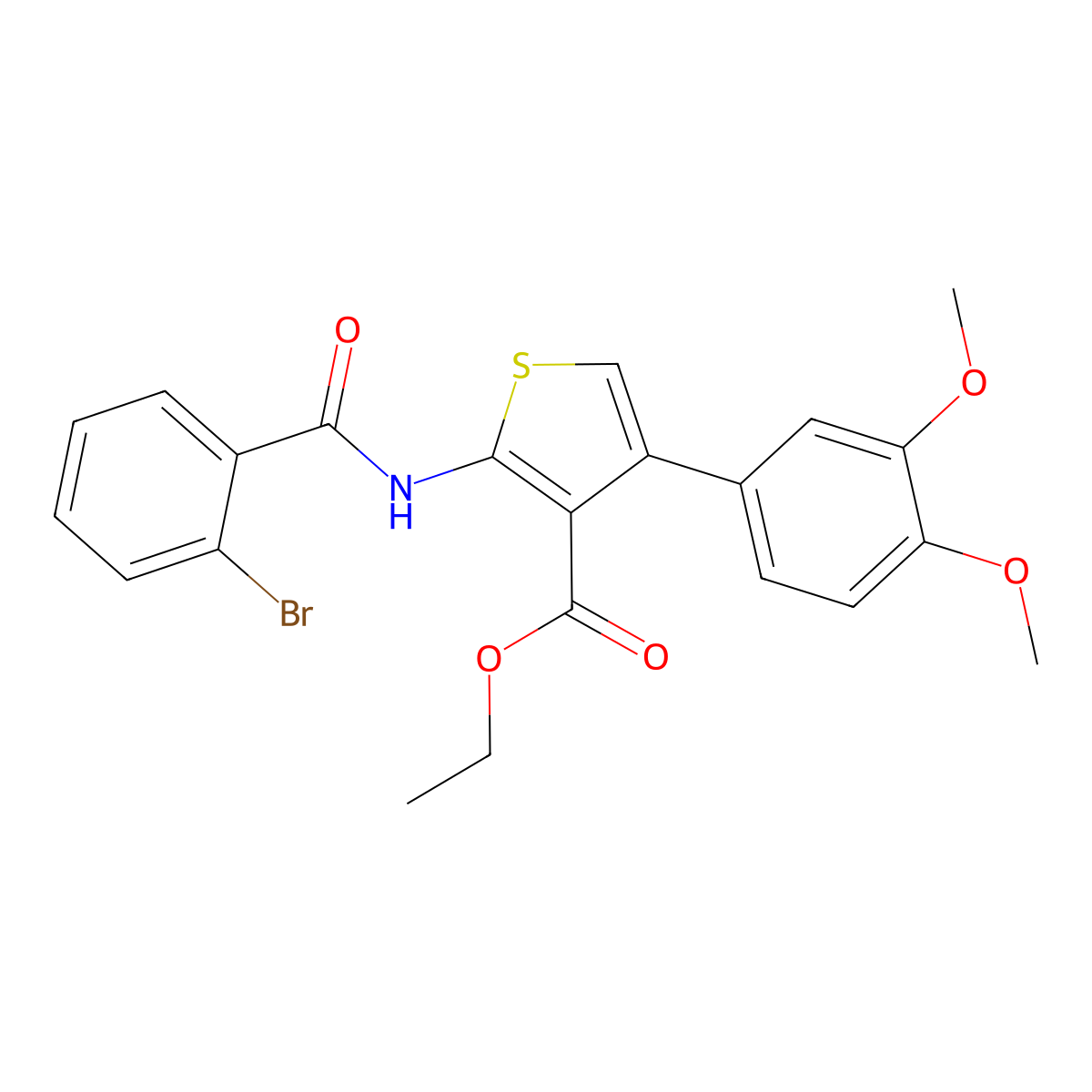 Ethyl 2-[(2-bromobenzoyl)amino]-4-(3,4-dimethoxyphenyl)-3-thiophenecarboxylate molecular structure, CAS 342383-50-0