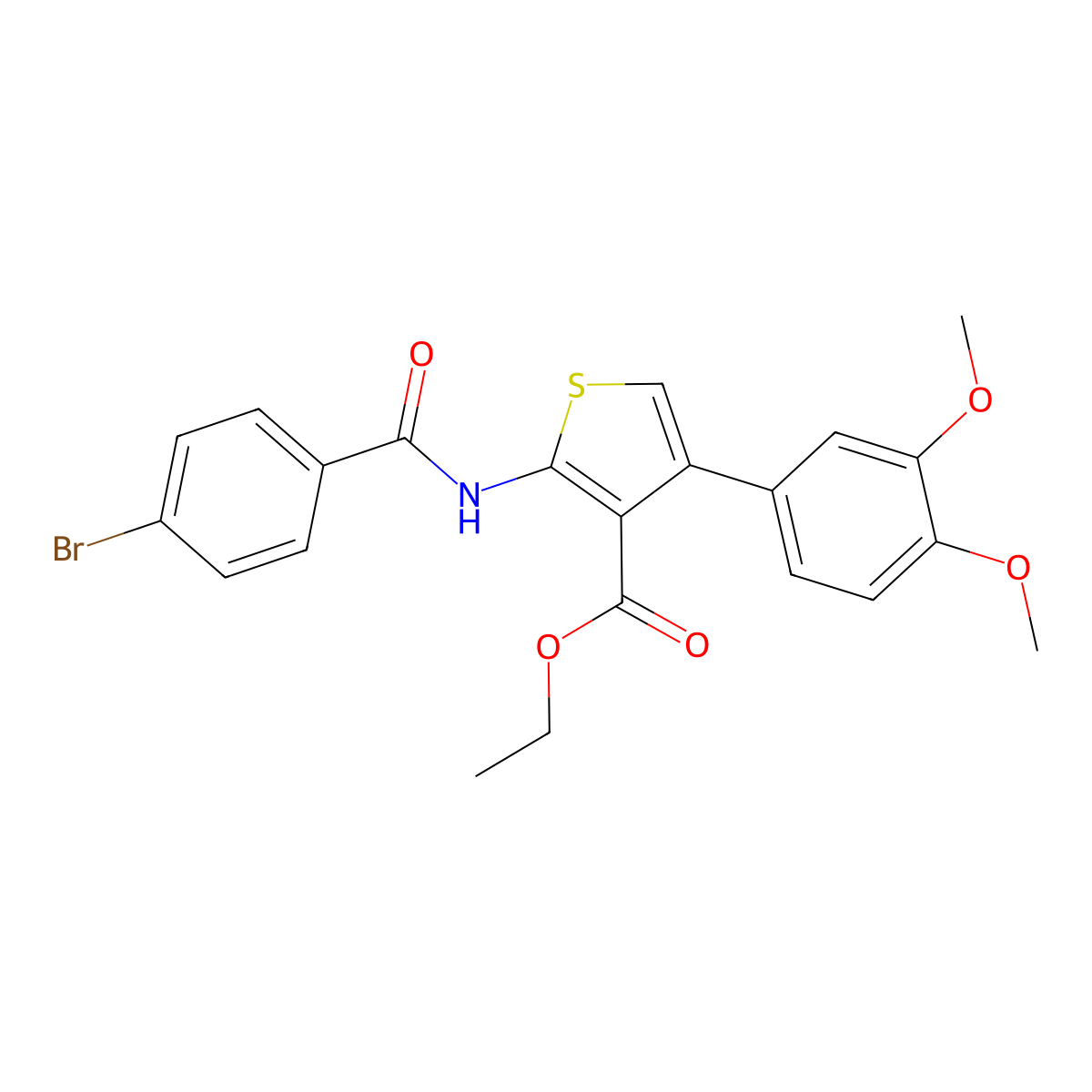 Ethyl 2-[(4-bromobenzoyl)amino]-4-(3,4-dimethoxyphenyl)thiophene-3-carboxylate molecular structure, CAS 342383-51-1