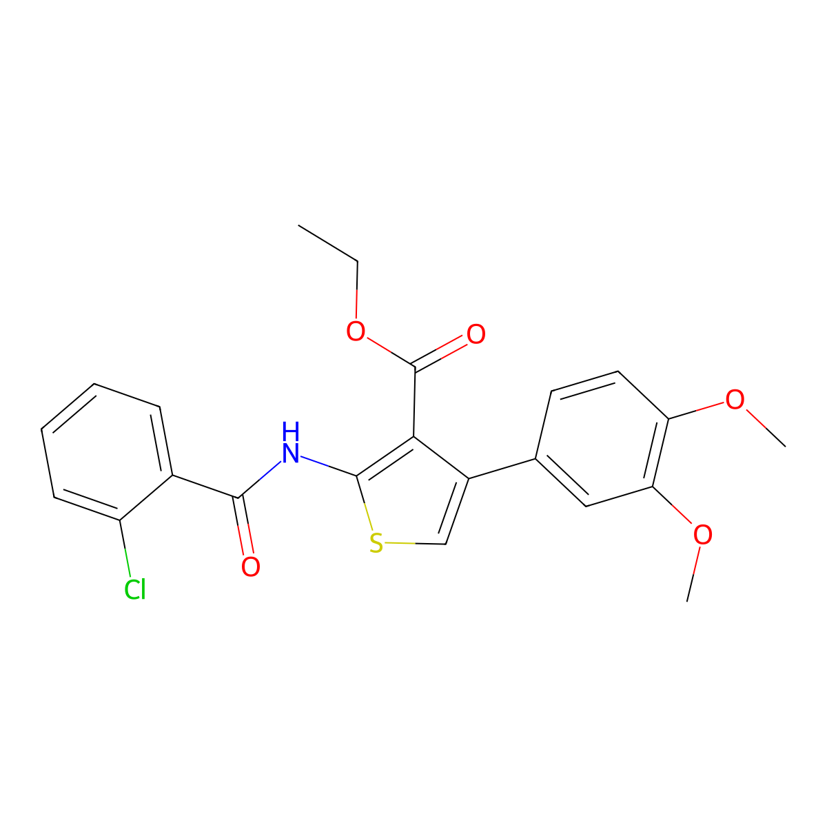 Ethyl 2-[(2-chlorobenzoyl)amino]-4-(3,4-dimethoxyphenyl)-3-thiophenecarboxylate molecular structure, CAS 342383-55-5