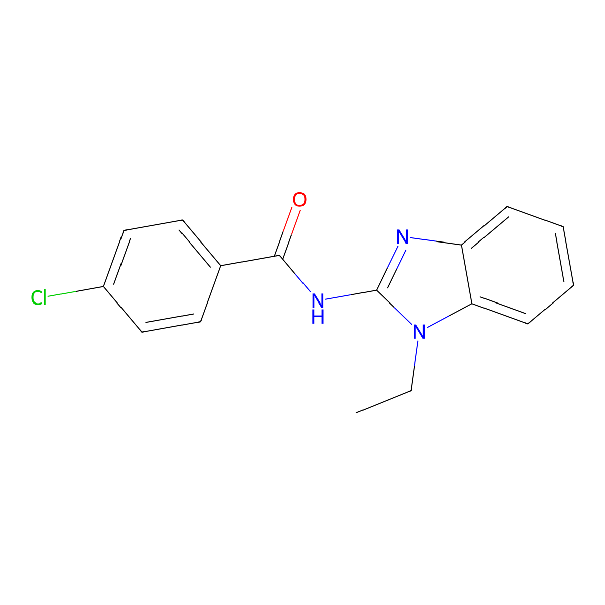 4-chloro-N-(1-ethylbenzimidazol-2-yl)benzamide molecular structure, CAS 342383-68-0