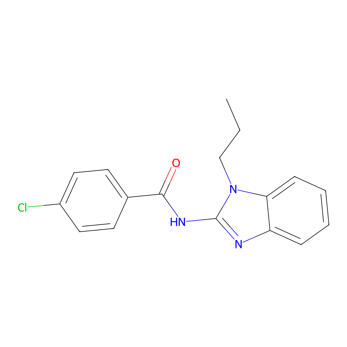 4-chloro-N-(1-propylbenzimidazol-2-yl)benzamide molecular structure, CAS 342383-69-1