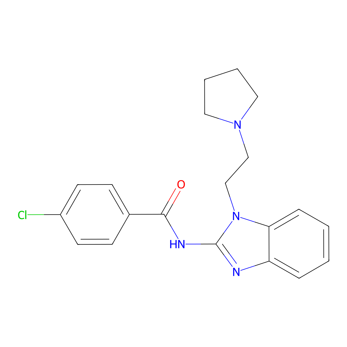 4-chloro-N-[1-(2-pyrrolidin-1-ylethyl)benzimidazol-2-yl]benzamide molecular structure, CAS 342383-71-5