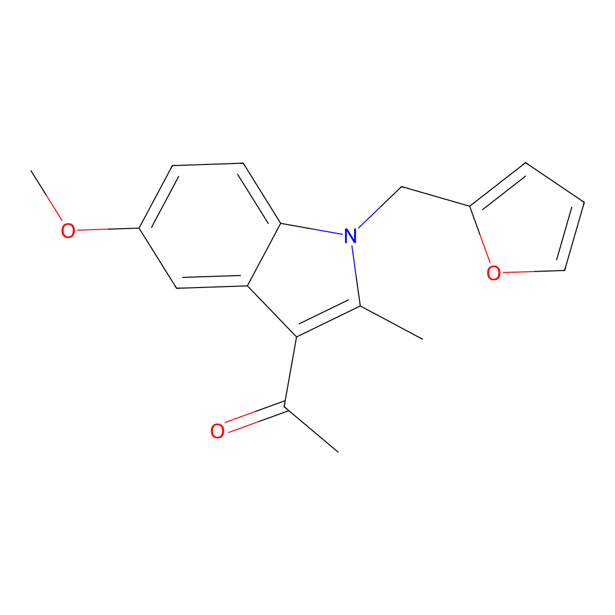 1-[1-(Furan-2-ylmethyl)-5-methoxy-2-methylindol-3-yl]ethanone molecular structure, CAS 342383-86-2