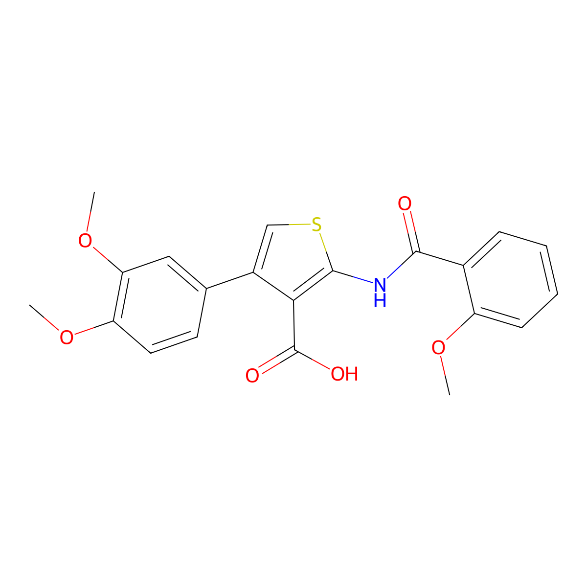 4-(3,4-Dimethoxyphenyl)-2-[(2-methoxybenzoyl)amino]thiophene-3-carboxylic acid molecular structure, CAS 342383-90-8