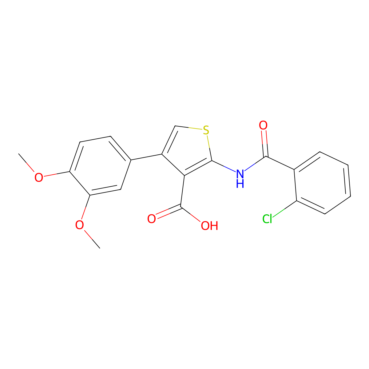 2-[(2-Chlorobenzoyl)amino]-4-(3,4-dimethoxyphenyl)thiophene-3-carboxylic acid molecular structure, CAS 342383-91-9