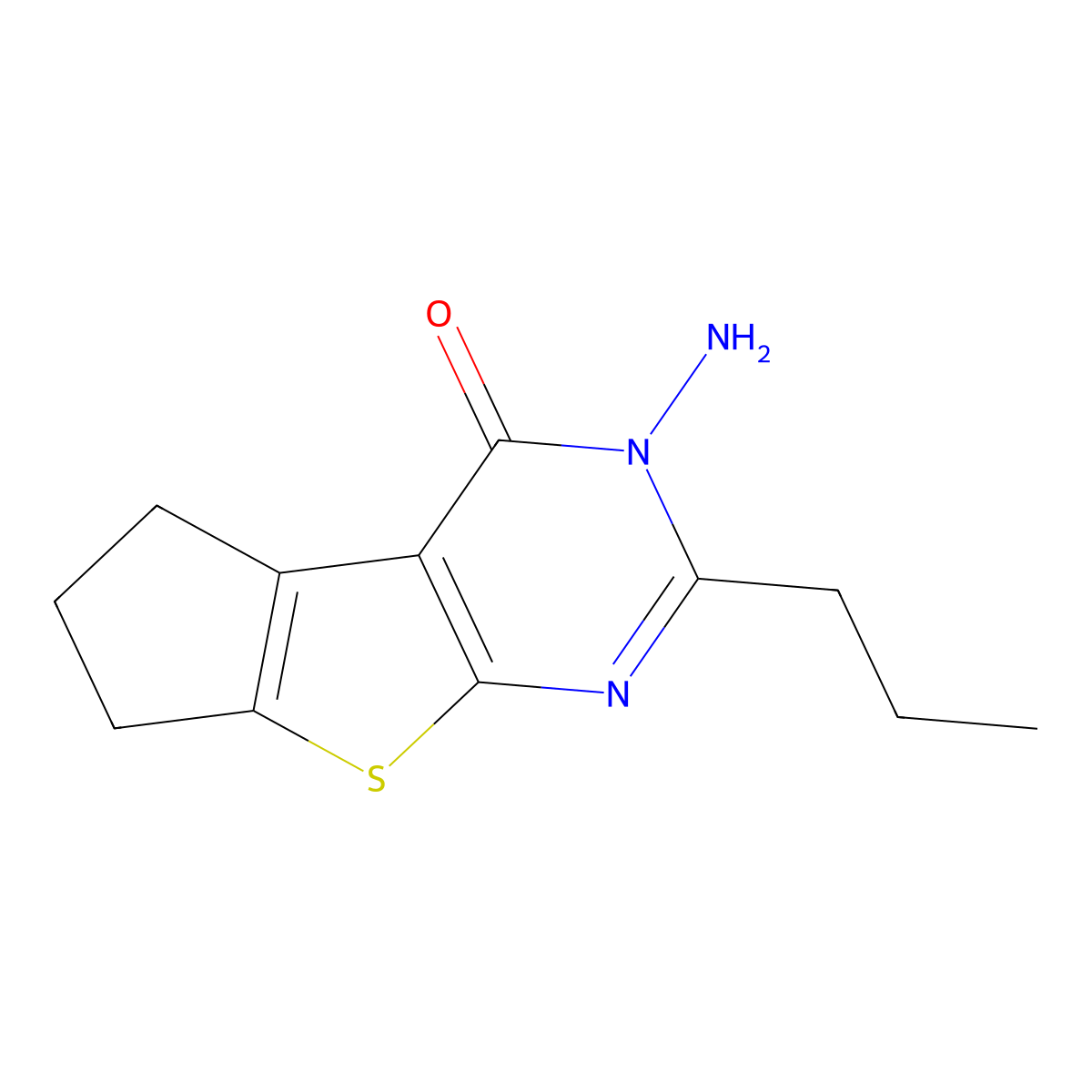 3-amino-2-propyl-3,5,6,7-tetrahydro-4H-cyclopenta[4,5]thieno[2,3-d]pyrimidin-4-one molecular structure, CAS 342383-92-0