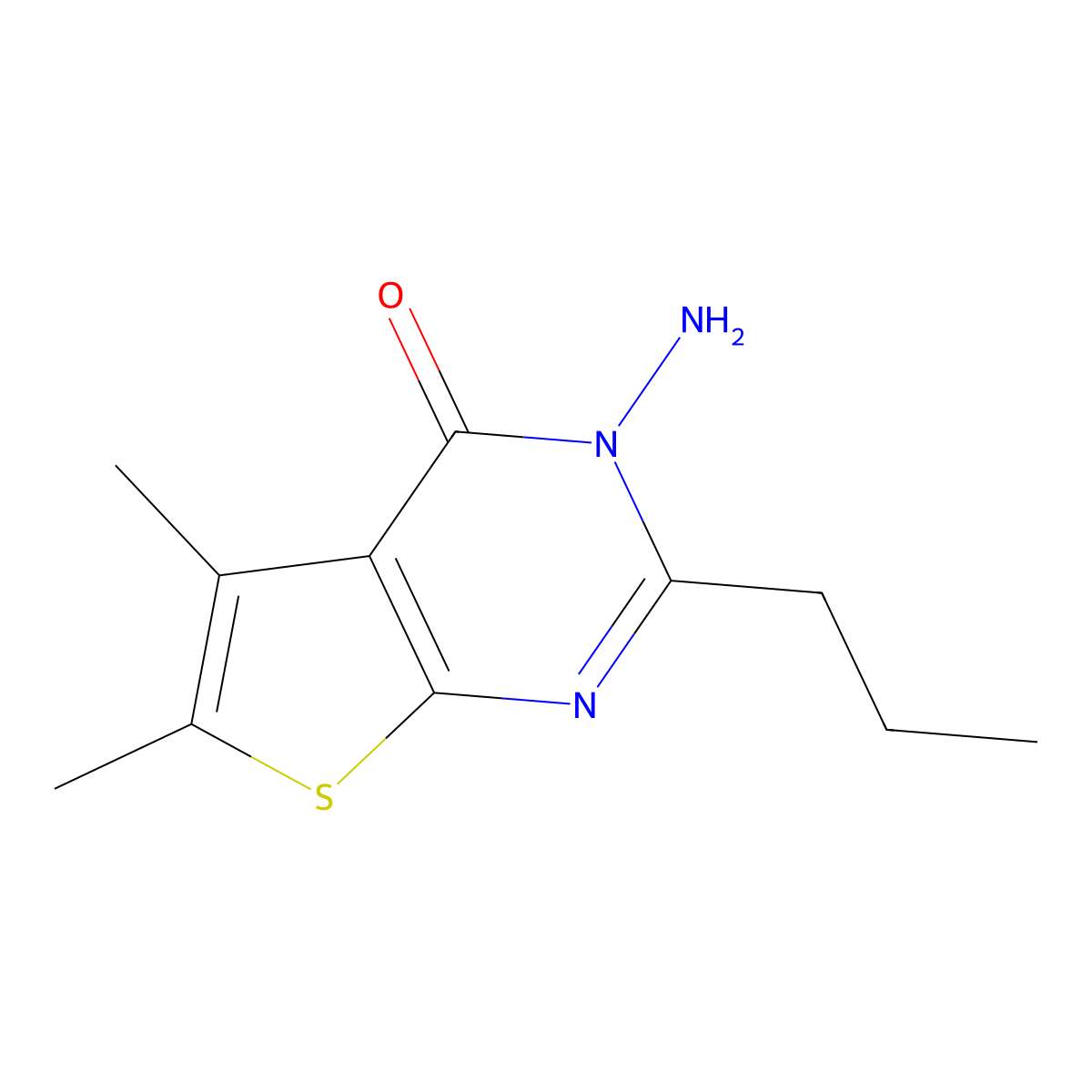 3-Amino-5,6-dimethyl-2-propylthieno[2,3-d]pyrimidin-4-one molecular structure, CAS 342383-94-2