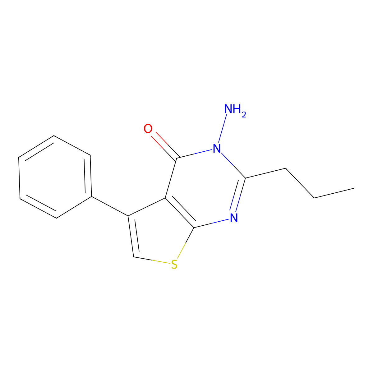 3-Amino-5-phenyl-2-propylthieno[2,3-d]pyrimidin-4-one molecular structure, CAS 342383-95-3