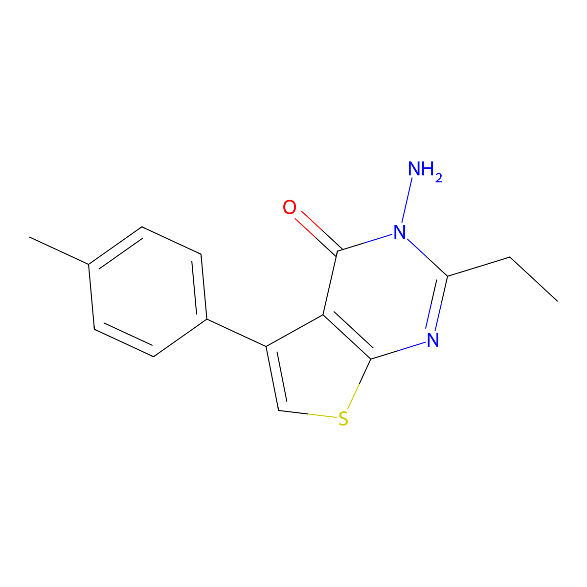 3-Amino-2-ethyl-5-(4-methylphenyl)thieno[2,3-d]pyrimidin-4-one molecular structure, CAS 342383-96-4
