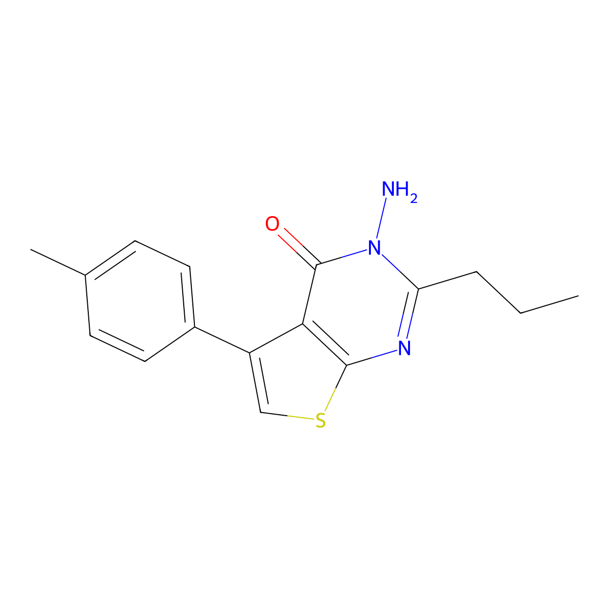 3-amino-5-(4-methylphenyl)-2-propylthieno[2,3-d]pyrimidin-4(3H)-one molecular structure, CAS 342383-97-5
