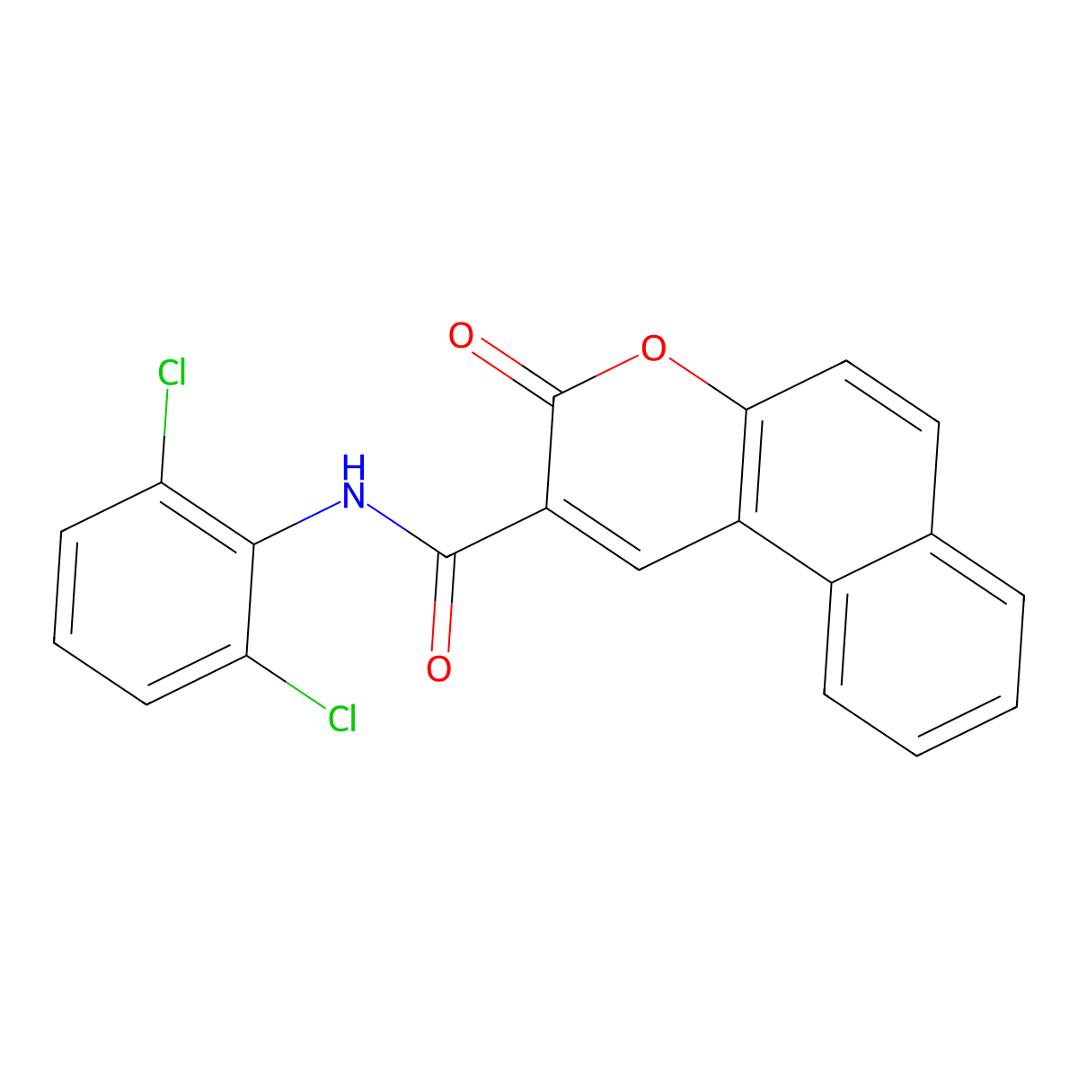 N-(2,6-dichlorophenyl)-3-oxo-3H-benzo[f]chromene-2-carboxamide molecular structure, CAS 342384-22-9