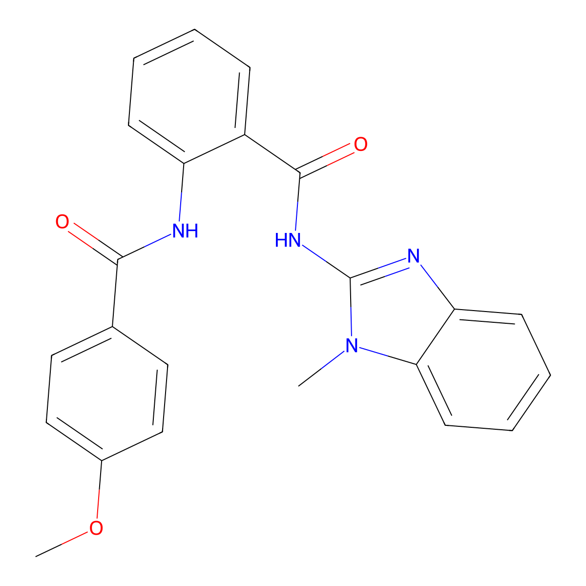 2-[(4-methoxybenzoyl)amino]-N-(1-methylbenzimidazol-2-yl)benzamide molecular structure, CAS 342384-35-4