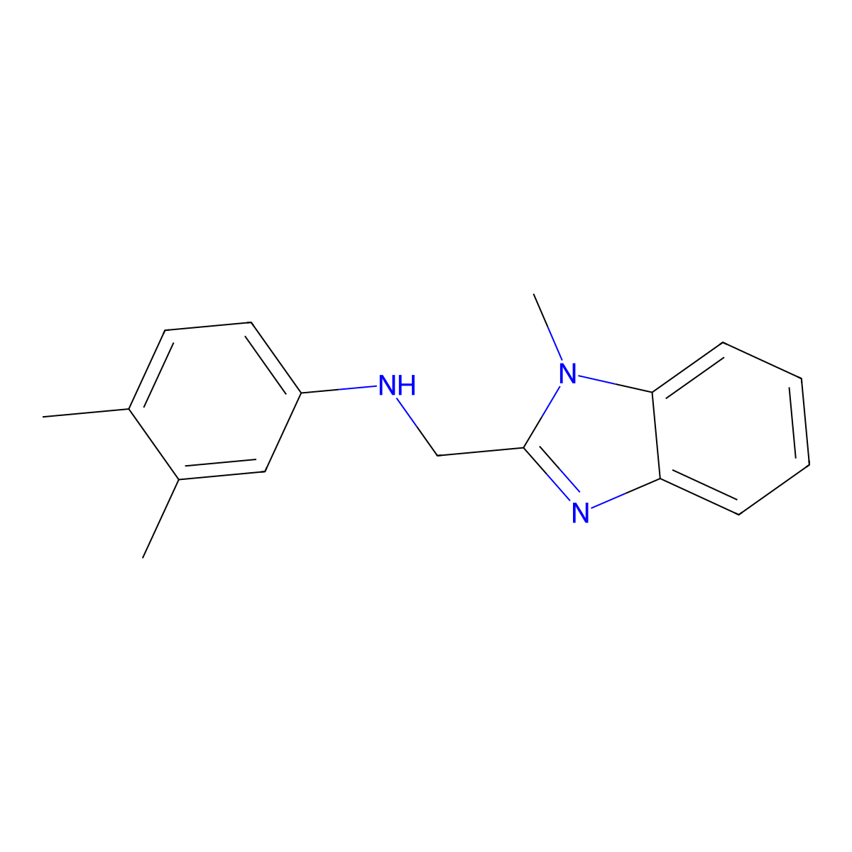 3,4-dimethyl-N-[(1-methylbenzimidazol-2-yl)methyl]aniline molecular structure, CAS 342384-59-2