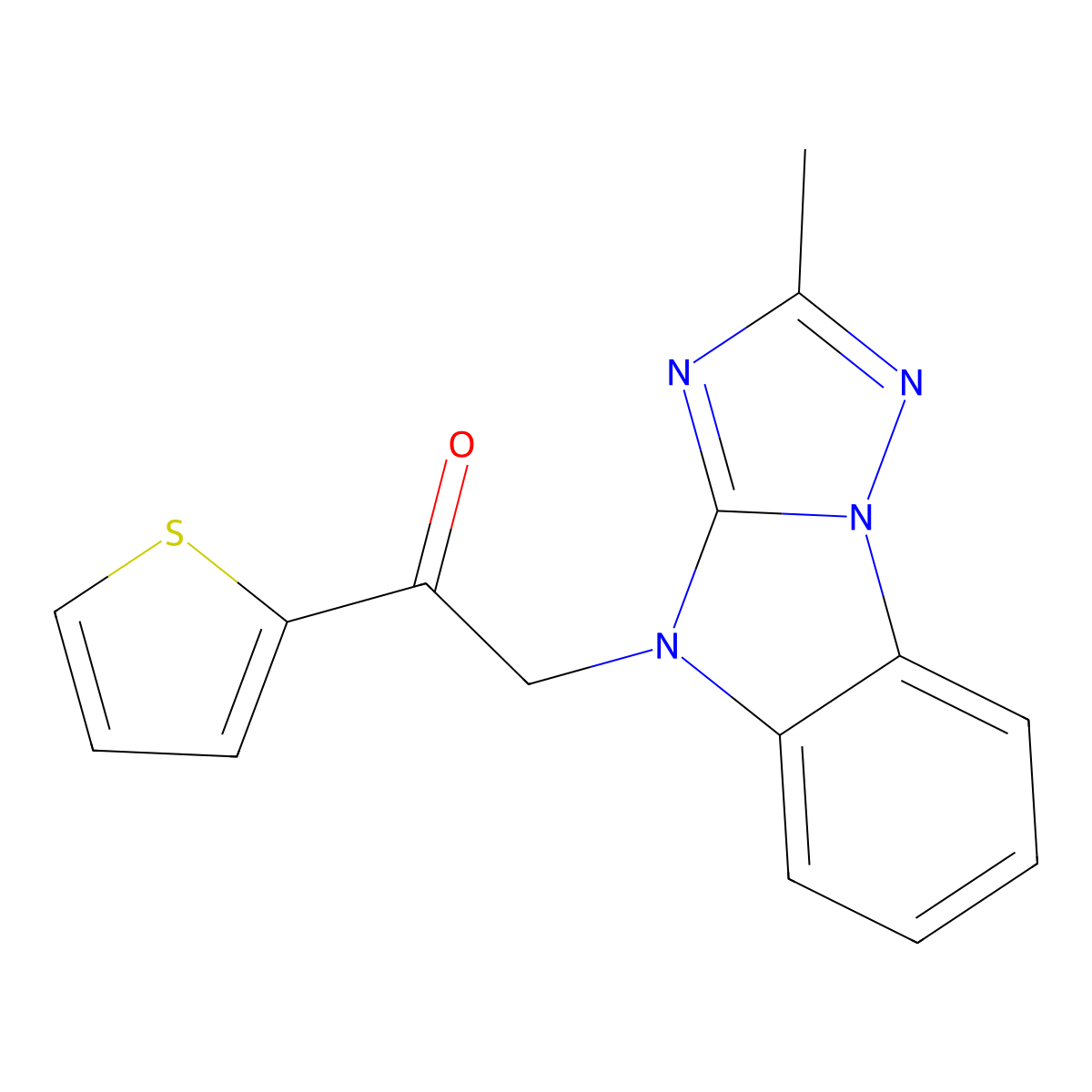 2-(2-Methyl-[1,2,4]triazolo[1,5-a]benzimidazol-4-yl)-1-thiophen-2-ylethanone molecular structure, CAS 342384-78-5