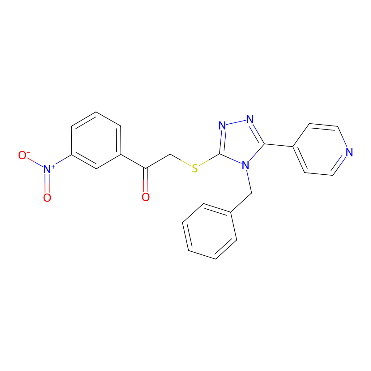 2-[(4-Benzyl-5-pyridin-4-yl-1,2,4-triazol-3-yl)sulfanyl]-1-(3-nitrophenyl)ethanone molecular structure, CAS 342384-89-8