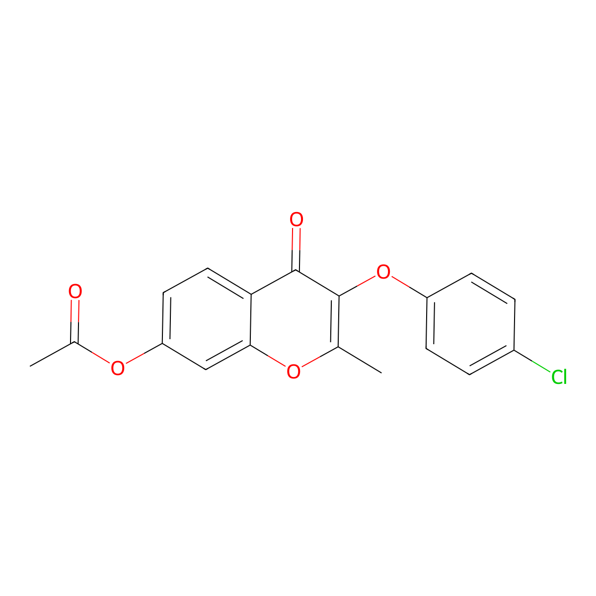 3-(4-chlorophenoxy)-2-methyl-4-oxo-4H-chromen-7-yl acetate molecular structure, CAS 342386-98-5