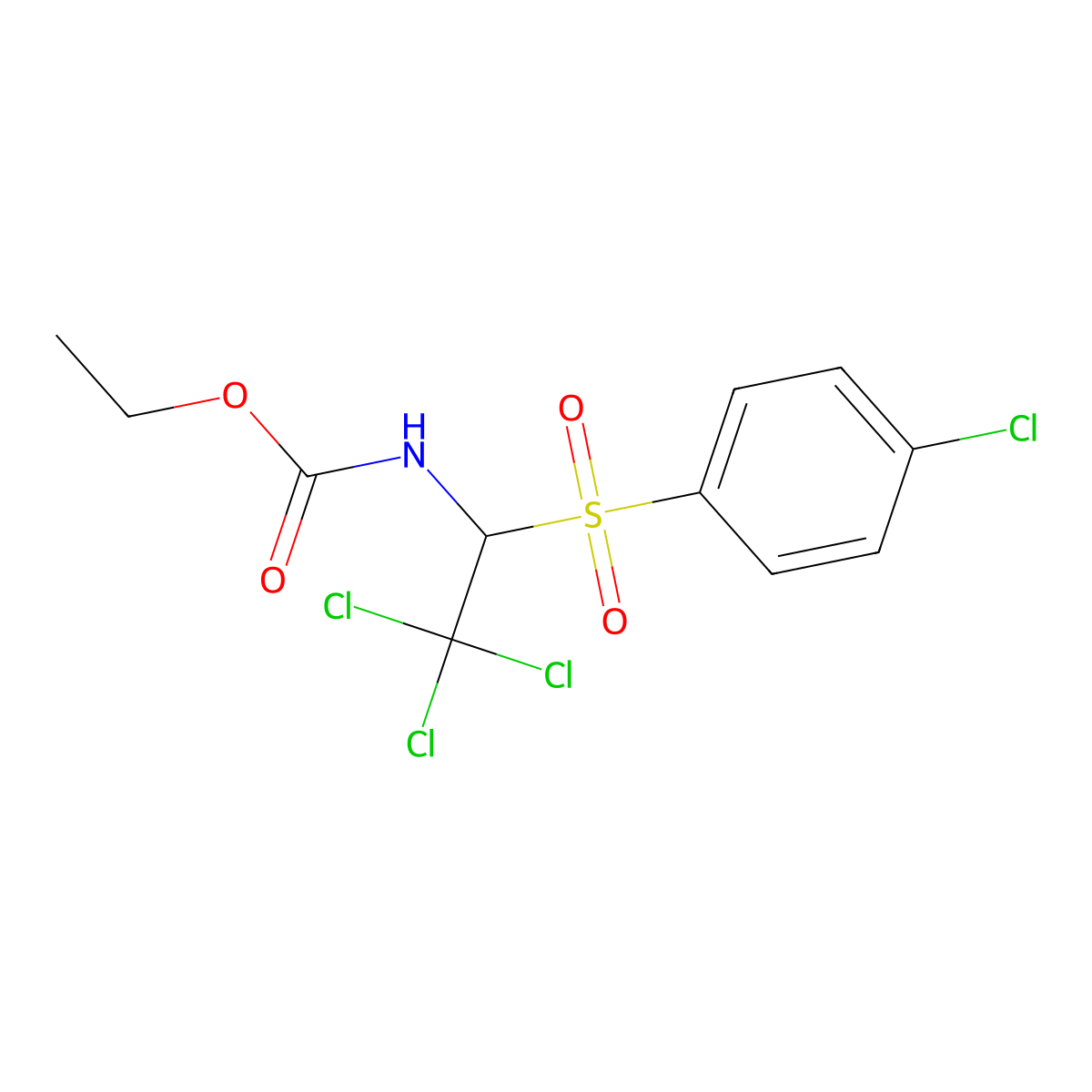 Ethyl 2,2,2-trichloro-1-[(4-chlorophenyl)sulfonyl]ethylcarbamate molecular structure, CAS 342387-04-6