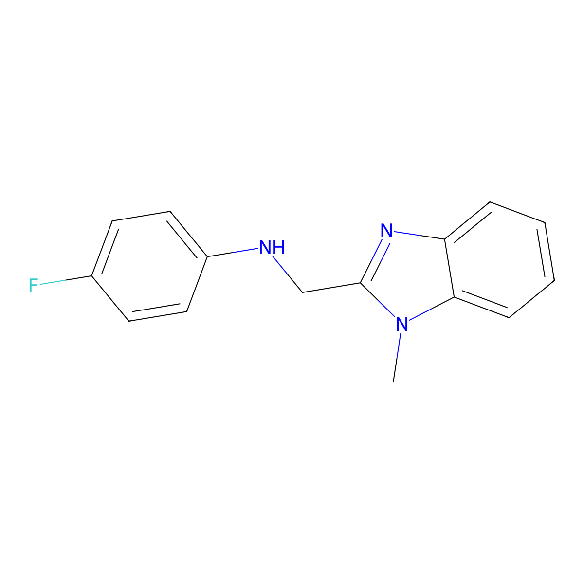 4-fluoro-N-[(1-methylbenzimidazol-2-yl)methyl]aniline molecular structure, CAS 342387-27-3