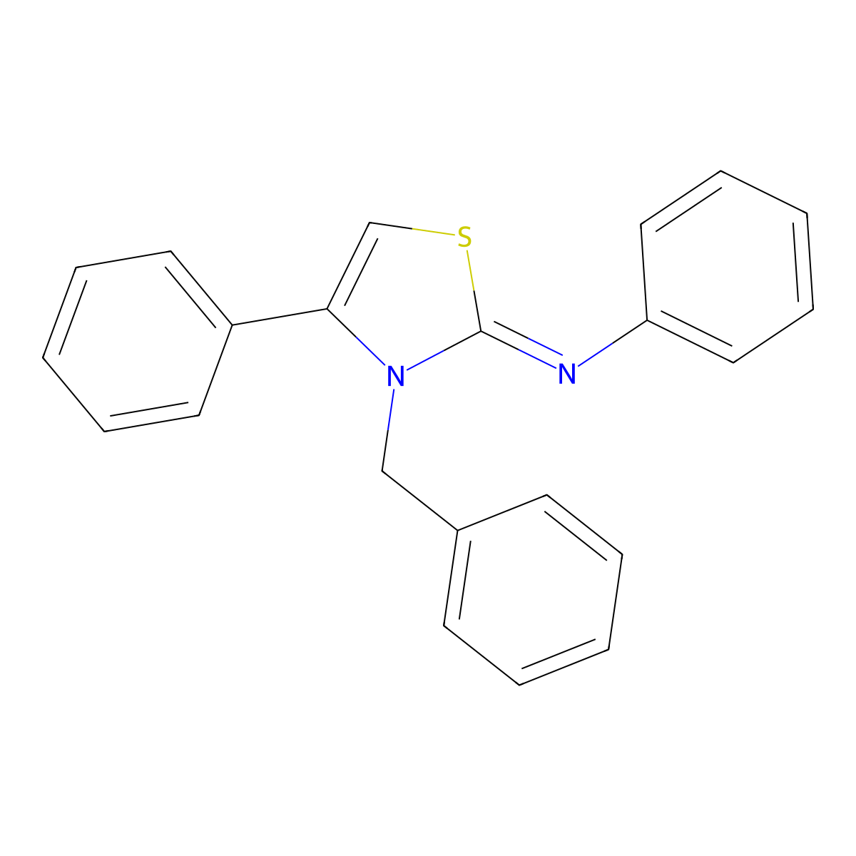 3-benzyl-N,4-diphenyl-1,3-thiazol-2-imine molecular structure, CAS 342387-37-5